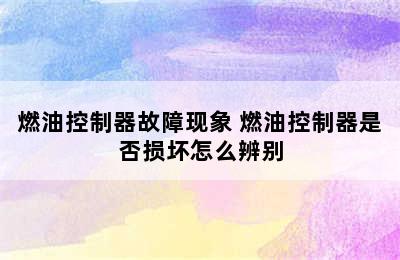 燃油控制器故障现象 燃油控制器是否损坏怎么辨别